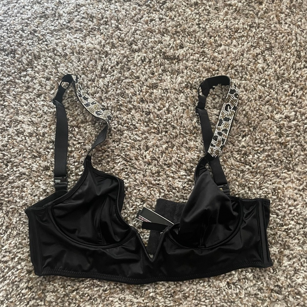 VS Leopard Rhinestone strap bra
